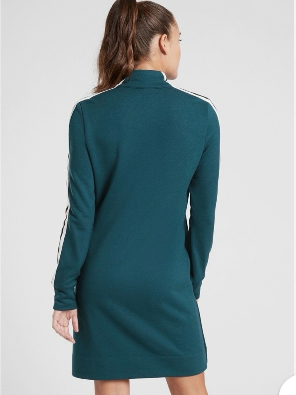 Athleta Crosstown Quarter-Zip Teal Track Dress Size Medium - Picture 2 of 15